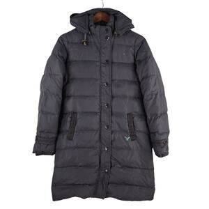 American Eagle Outfitters Womens Down Puffer Parka Coat M Gray Hooded Long